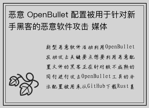 恶意 OpenBullet 配置被用于针对新手黑客的恶意软件攻击 媒体